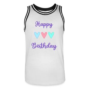ALLES GUTE ZUM GEBURTSTAG!. ALLES GUTE ZUM GEBURTSTAG!. JAHRESTAG. - Männer Basketball-Trikot - Weiß/Schwarz - Vorne - AI Model Male 185 dark (185cm)