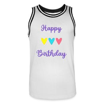 ALLES GUTE ZUM GEBURTSTAG!. ALLES GUTE ZUM GEBURTSTAG!. JAHRESTAG. - Männer Basketball-Trikot - Weiß/Schwarz - Vorne - AI Model Male 185 dark (185cm)