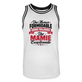 Une Maman formidable donne toujours une Mamie - Maillot de basket Homme - blanc/noir - Devant - AI Model Male 185 dark (185cm)