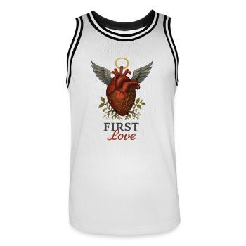 Premier amour - Maillot de basket Homme - blanc/noir - Devant - AI Model Male 185 dark (185cm)