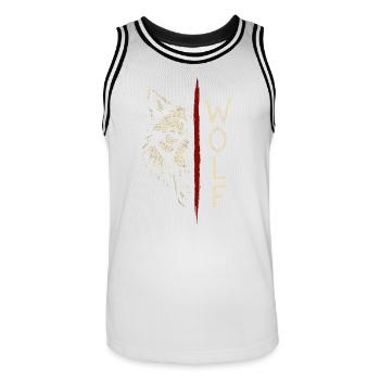 Loup - Maillot de basket Homme - blanc/noir - Devant - AI Model Male 185 dark (185cm)