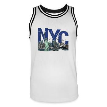 NYC NEW YORK CITY - Men's Basketball Jersey - white/black - Front - AI Model Male 185 dark (185cm)