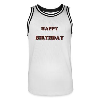 JOYEUX ANNIVERSAIRE. HAPPY BIRTHDAY. ANNIVERSAIRE. - Maillot de basket Homme - blanc/noir - Devant - AI Model Male 185 dark (185cm)