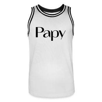 PAPY. BONNE FÊTE PAPA. PAPA. FÊTE DES PÈRES. PÈRE. - Maillot de basket Homme - blanc/noir - Devant - AI Model Male 185 dark (185cm)