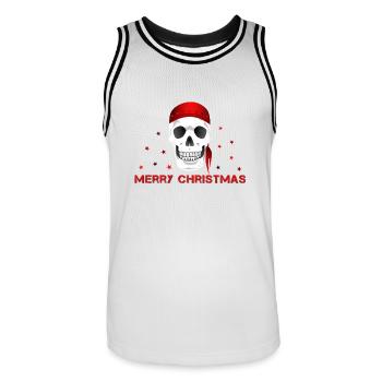 Crâne de joyeux Noël - Maillot de basket Homme - blanc/noir - Devant - AI Model Male 185 dark (185cm)
