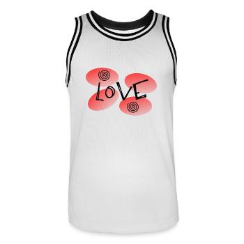 SAINT VALENTINE. bachelorette party. I LOVE YOU. I LOVE YOU. LOVE - Men's Basketball Jersey - white/black - Front - AI Model Male 185 dark (185cm)