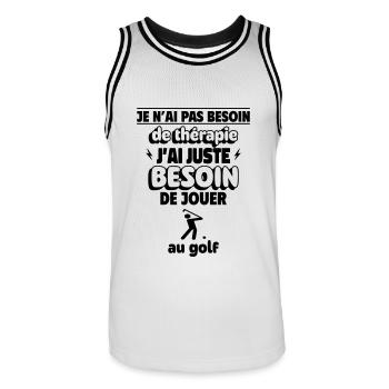 besoin de golf - Maillot de basket Homme - blanc/noir - Devant - AI Model Male 185 dark (185cm)