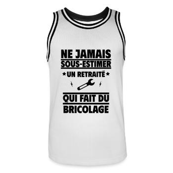 Ne jamais sous-estimer un retraité bricolage - Maillot de basket Homme - blanc/noir - Devant - AI Model Male 185 dark (185cm)