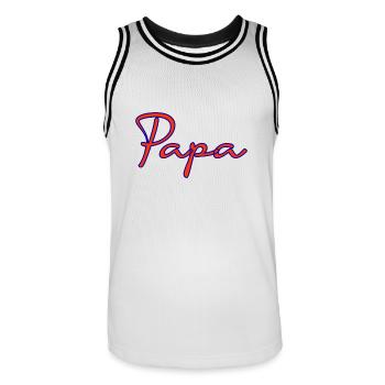 HAPPY BIRTHDAY DAD. DAD. FATHER's DAY. FATHER - Men's Basketball Jersey - white/black - Front - AI Model Male 185 dark (185cm)