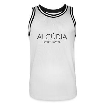 Alcúdia, Mallorca, Spanien, Mittelmeer, Balearen - Männer Basketball-Trikot - Weiß/Schwarz - Vorne - AI Model Male 185 dark (185cm)
