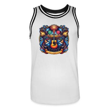 Logo du concert en direct - Maillot de basket Homme - blanc/noir - Devant - AI Model Male 185 dark (185cm)