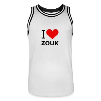 I Love Zouk Shirt - DanceShirts - Männer Basketball-Trikot - Weiß/Schwarz - Vorne - AI Model Male 185 dark (185cm)