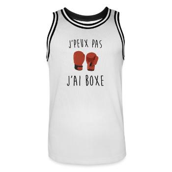 j'peux pas j'ai boxe - Maillot de basket Homme - blanc/noir - Devant - AI Model Male 185 dark (185cm)