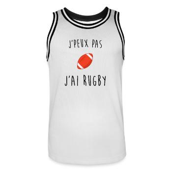 j'peux pas j'ai rugby - Maillot de basket Homme - blanc/noir - Devant - AI Model Male 185 dark (185cm)