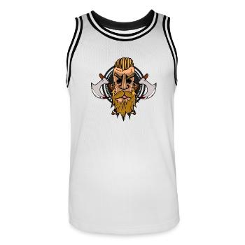 Viking Kopf - Männer Basketball-Trikot - Weiß/Schwarz - Vorne - AI Model Male 185 dark (185cm)
