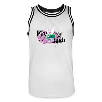 shirt motif fly party fly high purple - Men's Basketball Jersey - white/black - Front - AI Model Male 185 dark (185cm)