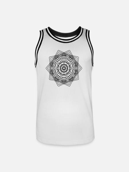 Geometric Square Mandala Square Shape - Men's Basketball Jersey - white/black