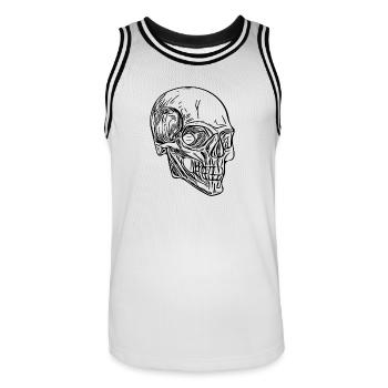 Totenkopf Knochen Halloween Schädel - Männer Basketball-Trikot - Weiß/Schwarz - Vorne - AI Model Male 185 dark (185cm)