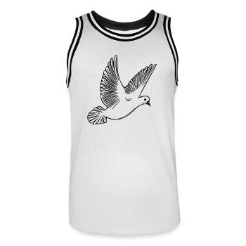 Pigeon volant sur de larges ailes - Maillot de basket Homme - blanc/noir - Devant - AI Model Male 185 dark (185cm)