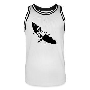 Segelnder Flughund im Gleitflug - Männer Basketball-Trikot - Weiß/Schwarz - Vorne - AI Model Male 185 dark (185cm)