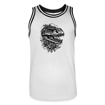 Grim Dinosaur Roses Tattoo Dino Head - Men's Basketball Jersey - white/black - Front - AI Model Male 185 dark (185cm)