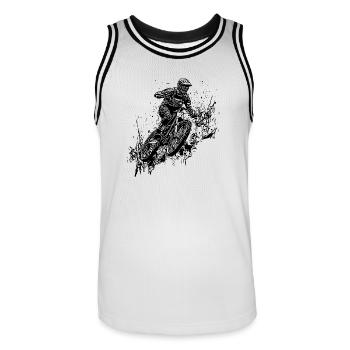 Mud Splash Splash Mountain Biker with Bike - Men's Basketball Jersey - white/black - Front - AI Model Male 185 dark (185cm)