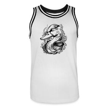 Mignon petit canard avec un sourire amusant - Maillot de basket Homme - blanc/noir - Devant - AI Model Male 185 dark (185cm)