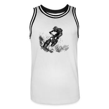 Mountain biker bike downhill jump - Men's Basketball Jersey - white/black - Front - AI Model Male 185 dark (185cm)