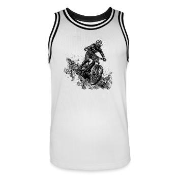 Cyclists Mountain Bikers Rain Mud Downhill - Men's Basketball Jersey - white/black - Front - AI Model Male 185 dark (185cm)