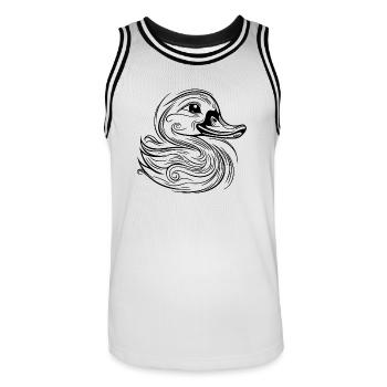 Vintage tattoo lines duck with big beak - Men's Basketball Jersey - white/black - Front - AI Model Male 185 dark (185cm)