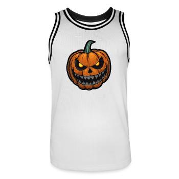 Halloween Kürbis Gesicht Glühende Augen Fratze - Männer Basketball-Trikot - Weiß/Schwarz - Vorne - AI Model Male 185 dark (185cm)