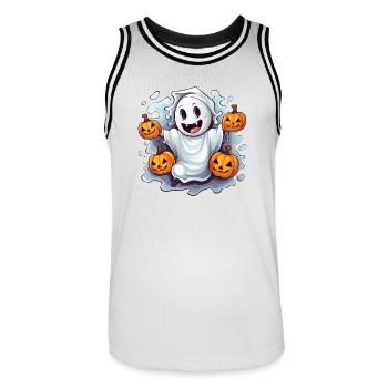 Funny Halloween Ghost with Pumpkin Lanterns - Men's Basketball Jersey - white/black - Front - AI Model Male 185 dark (185cm)