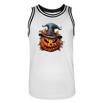 Halloween Wild Spell Hat Spooky Pumpkin - Men's Basketball Jersey - white/black - Front - AI Model Male 185 dark (185cm)