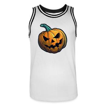 Spooky Halloween pumpkin with spooky look - Men's Basketball Jersey - white/black - Front - AI Model Male 185 dark (185cm)