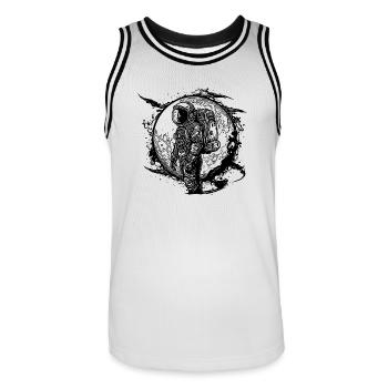 Astronaut Weltraum Spaziergang mit exotische Kugel - Männer Basketball-Trikot - Weiß/Schwarz - Vorne - AI Model Male 185 dark (185cm)