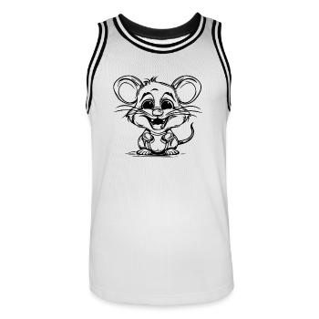 Cute mouse for nature rodent lover - Men's Basketball Jersey - white/black - Front - AI Model Male 185 dark (185cm)