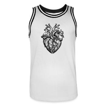 Verspieltes realistisches Tattoo Form Herz - Männer Basketball-Trikot - Weiß/Schwarz - Vorne - AI Model Male 185 dark (185cm)