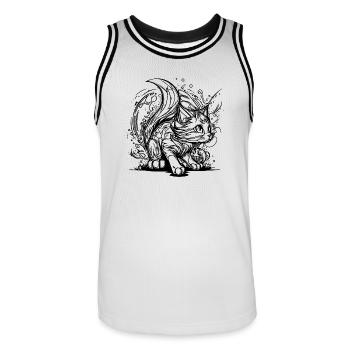 Niedliche kleine Weltraum Katze im Splash Style - Männer Basketball-Trikot - Weiß/Schwarz - Vorne - AI Model Male 185 dark (185cm)