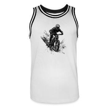 Schlamm Mountainbiker Outdoor Abfahrt - Männer Basketball-Trikot - Weiß/Schwarz - Vorne - AI Model Male 185 dark (185cm)