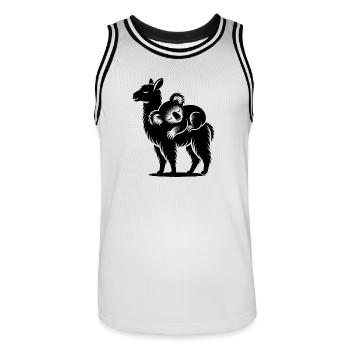 Lustiges Lama mit chillendem Koala auf dem Rücken - Männer Basketball-Trikot - Weiß/Schwarz - Vorne - AI Model Male 185 dark (185cm)