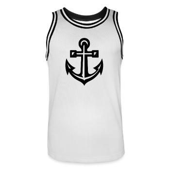 Très ancienne ancre dans le style de tatouage - Maillot de basket Homme - blanc/noir - Devant - AI Model Male 185 dark (185cm)
