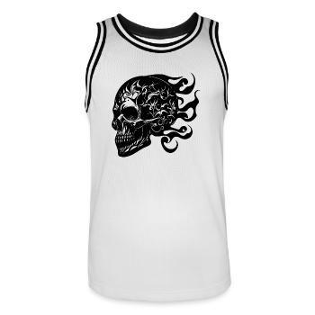 Laughing Burning Grinning Tattoo Skull - Men's Basketball Jersey - white/black - Front - AI Model Male 185 dark (185cm)
