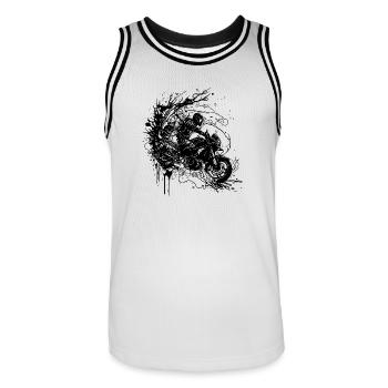 Gelände Welle Motorradsport Motorrad Splash Style - Männer Basketball-Trikot - Weiß/Schwarz - Vorne - AI Model Male 185 dark (185cm)