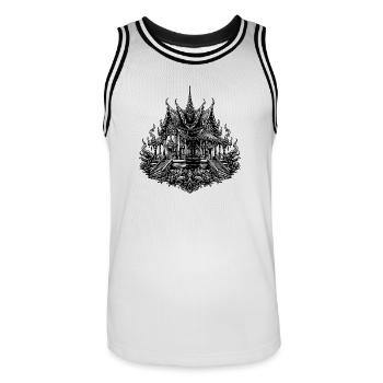 Thailand Tempel Asiatische Architektur - Männer Basketball-Trikot - Weiß/Schwarz - Vorne - AI Model Male 185 dark (185cm)