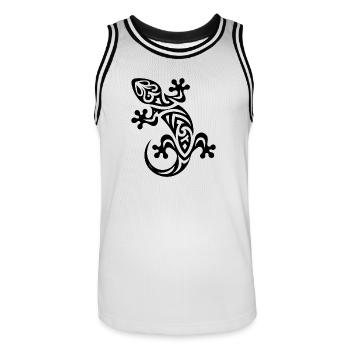 Petit gecko dans le style de tatouage tribal - Maillot de basket Homme - blanc/noir - Devant - AI Model Male 185 dark (185cm)