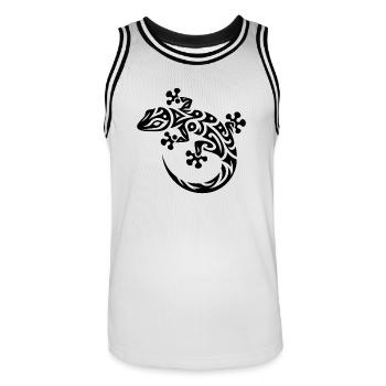 Gecko mignon dans le style de tatouage tribal - Maillot de basket Homme - blanc/noir - Devant - AI Model Male 185 dark (185cm)