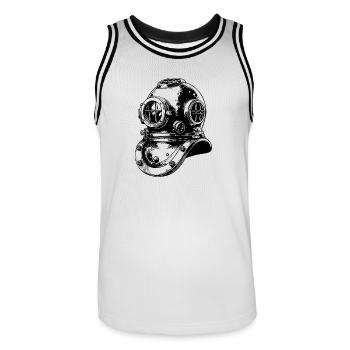 Historischer Antiker Taucherhelm - Männer Basketball-Trikot - Weiß/Schwarz - Vorne - AI Model Male 185 dark (185cm)