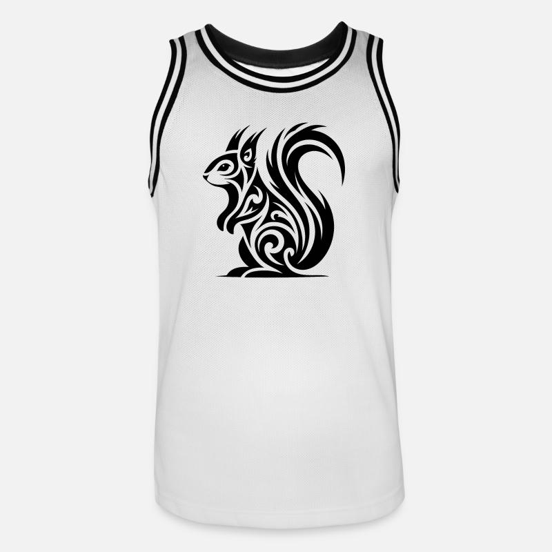 Süsses Eichhörnchen in Tattoo Style - Männer Basketball-Trikot - Weiß/Schwarz