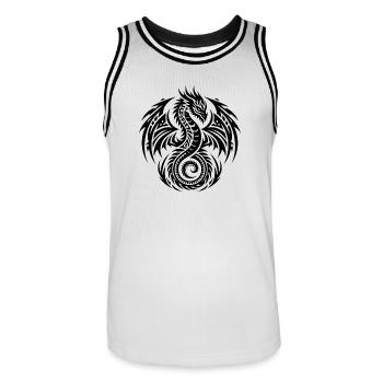 Vintager Schuppiger Tattoo Drache mit Flügeln - Männer Basketball-Trikot - Weiß/Schwarz - Vorne - AI Model Male 185 dark (185cm)