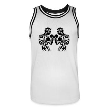 Thai Boxing Tattoo Faust Boxer Kämpfer - Männer Basketball-Trikot - Weiß/Schwarz - Vorne - AI Model Male 185 dark (185cm)